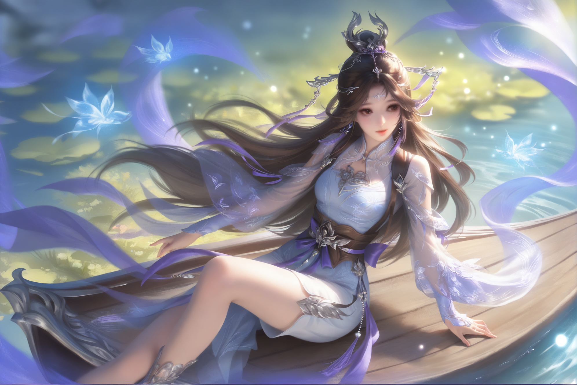 梦幻仙灵少女乘舟远游
