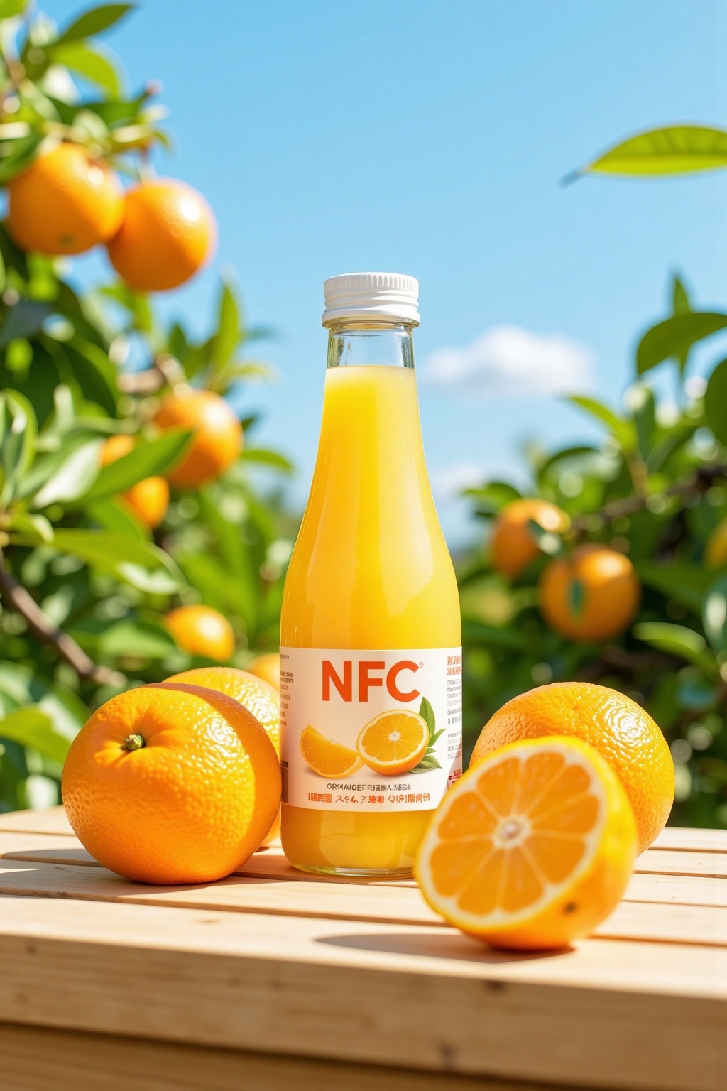阳光下的NFC橙汁果园宣传图