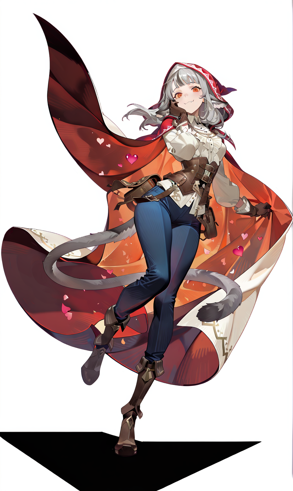 神秘红披风的奇幻女性角色立绘