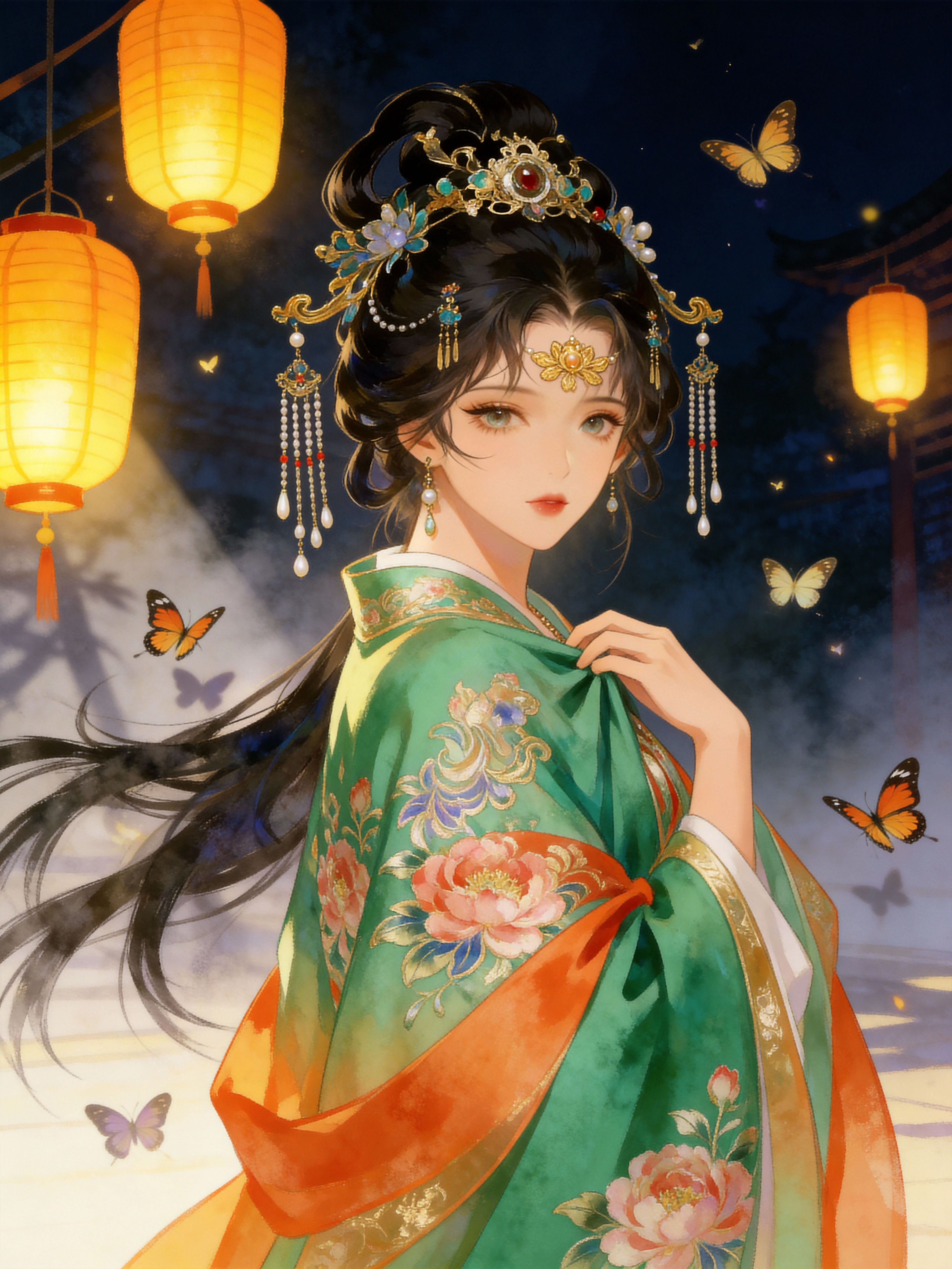 古风美人水彩插画｜新中式