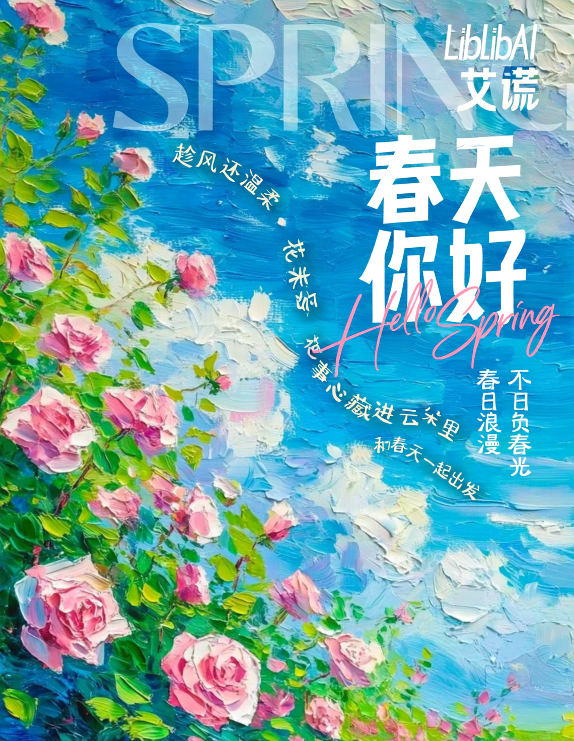 春日浪漫油画海报