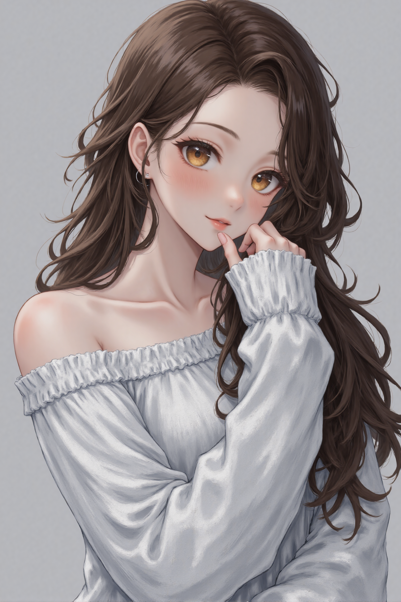 优雅长发女性半身插画