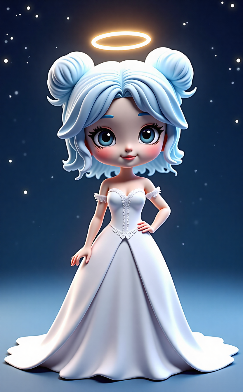 星空天使风格的白发婚纱3D角色