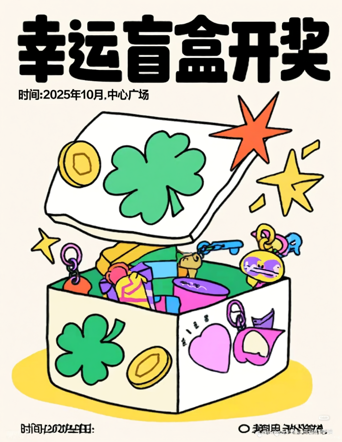 盲盒 描边插画海报