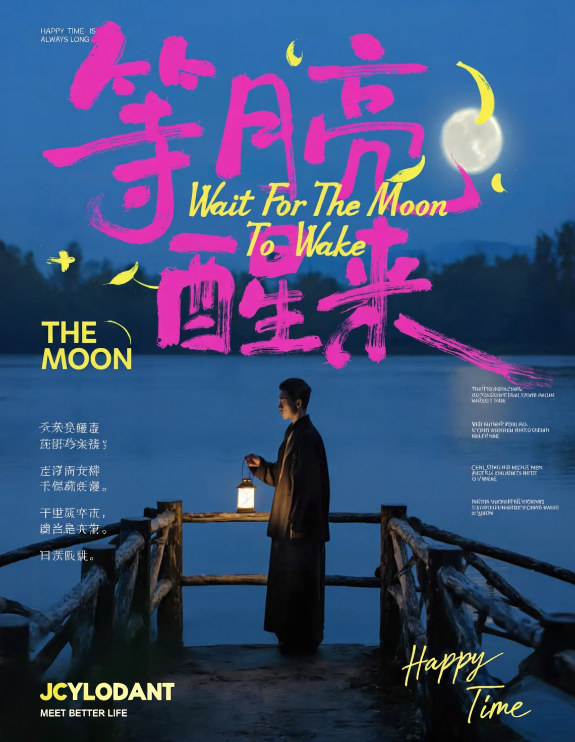 月夜渡口的孤影海报