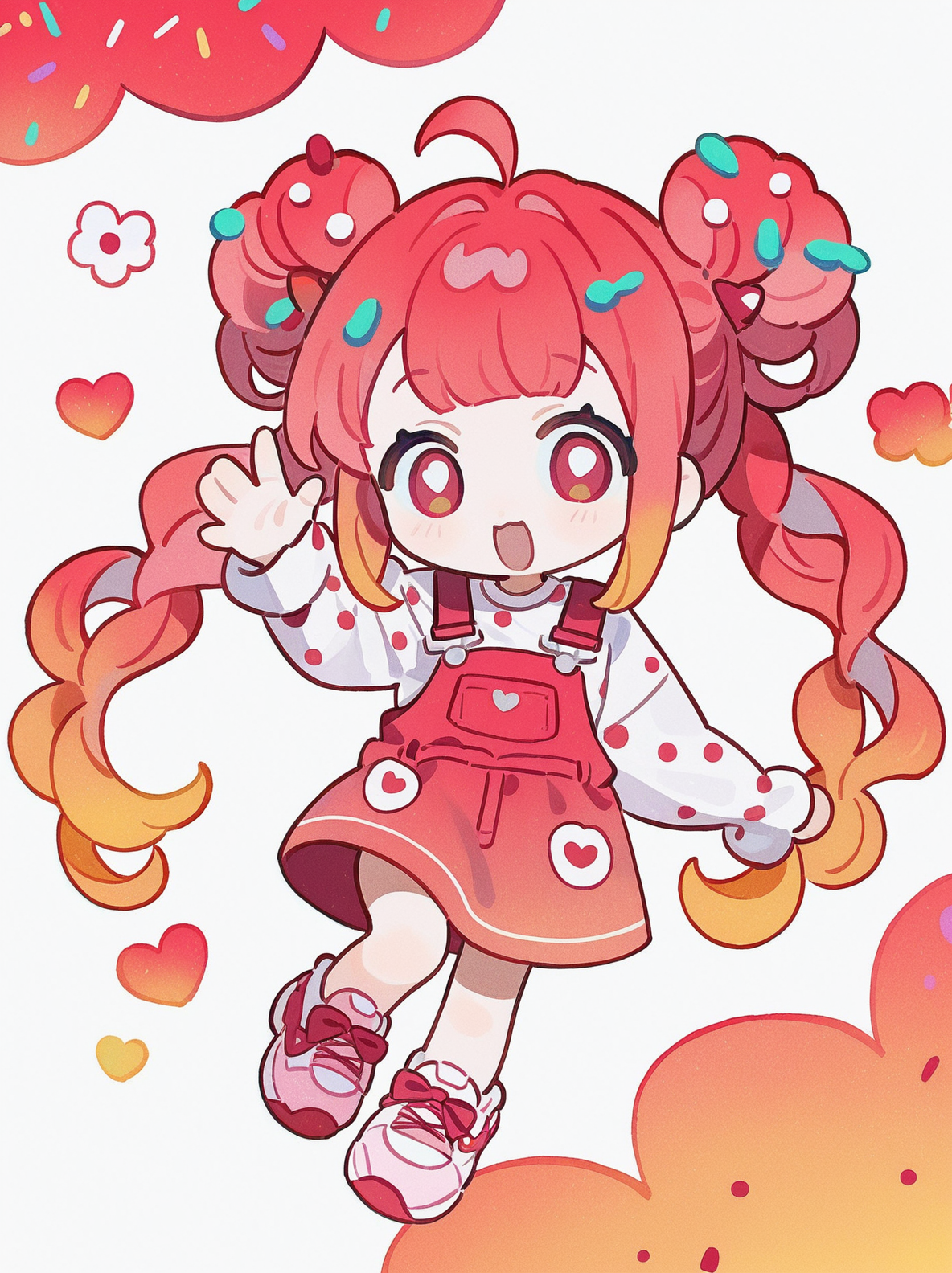 可爱甜系粉发双马尾Q版女孩插画