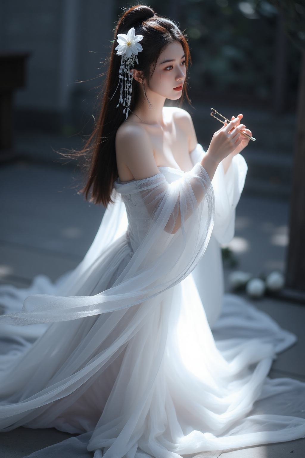 烟雾光影中的古风唯美人像