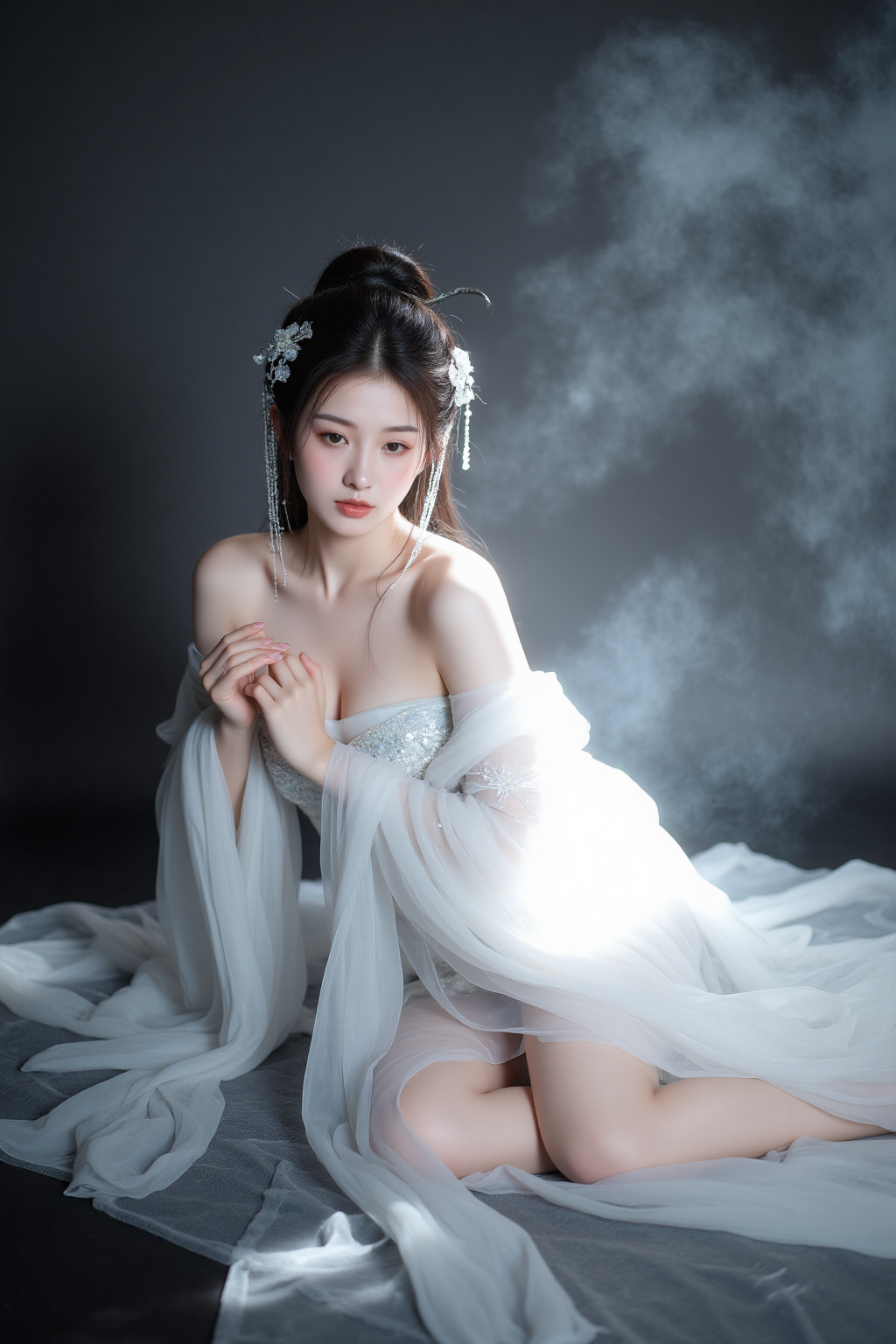 烟雾光影中的古风唯美人像