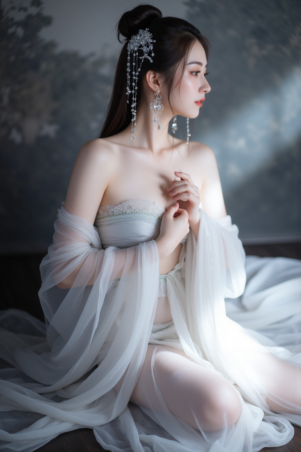 烟雾光影中的古风唯美人像