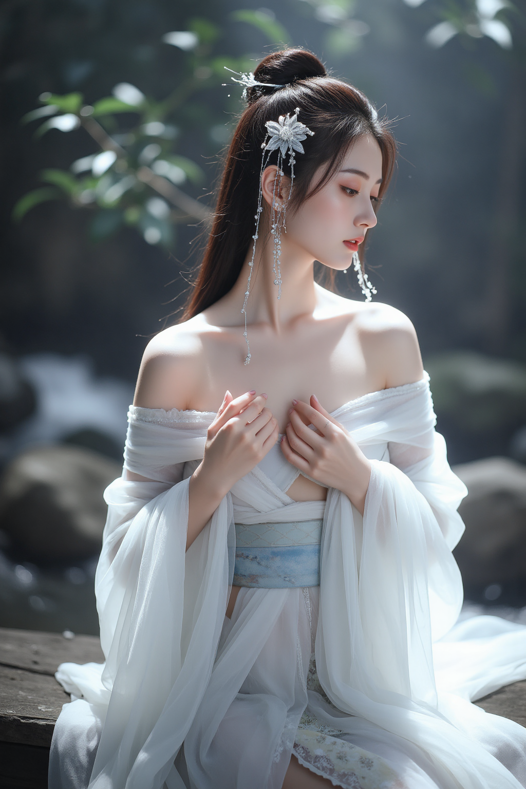 烟雾光影中的古风唯美人像