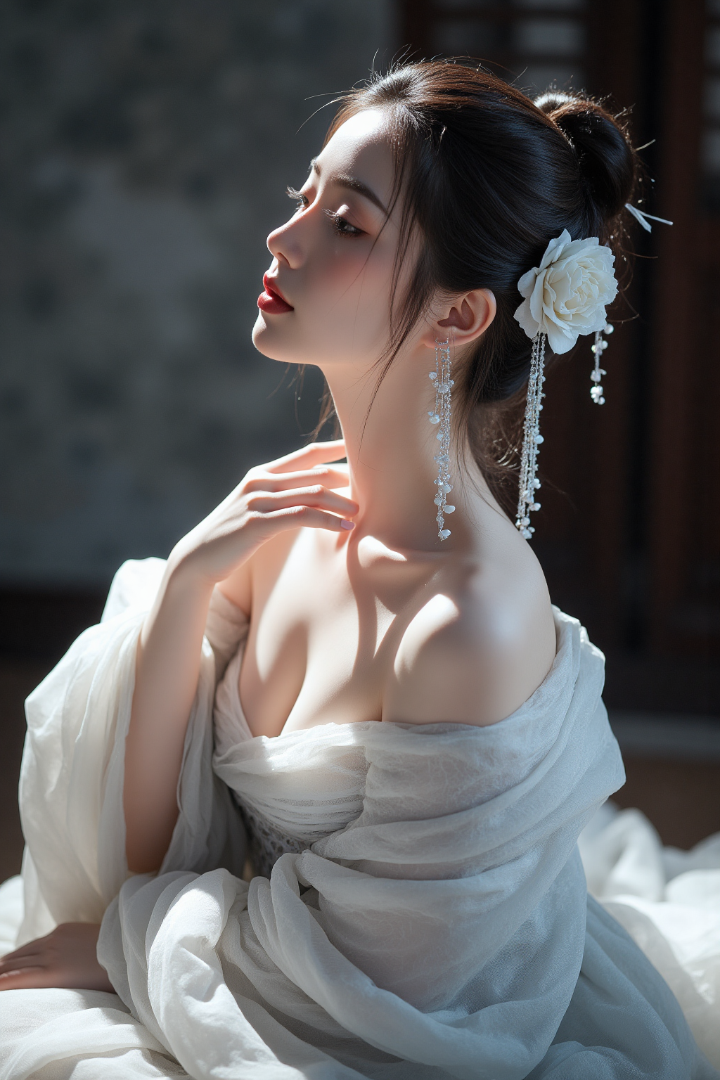 烟雾光影中的古风唯美人像