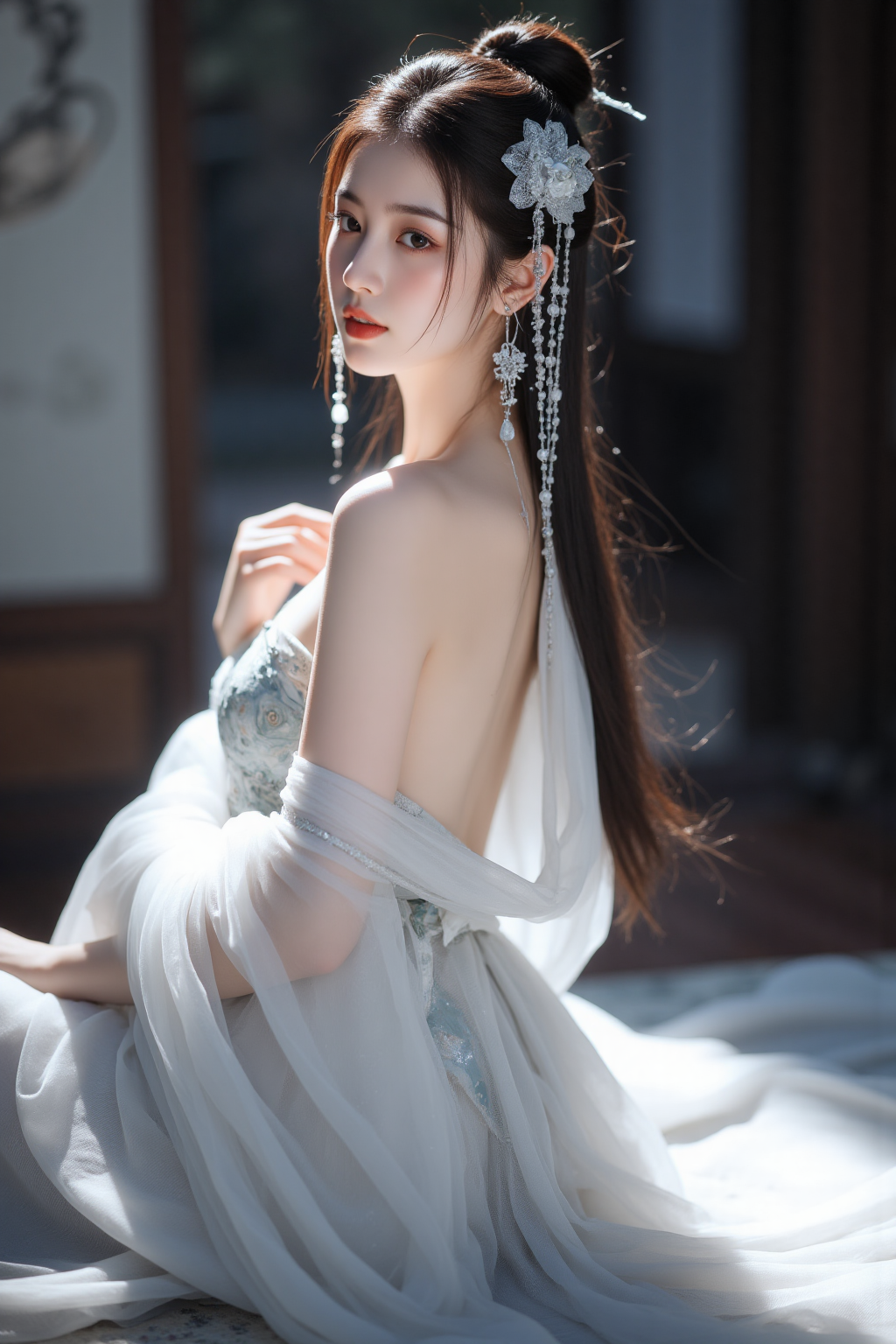 烟雾光影中的古风唯美人像