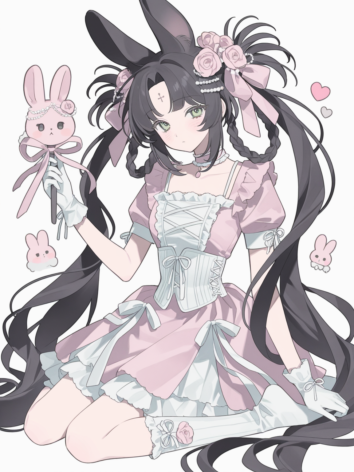 兔耳洛丽塔风少女插画