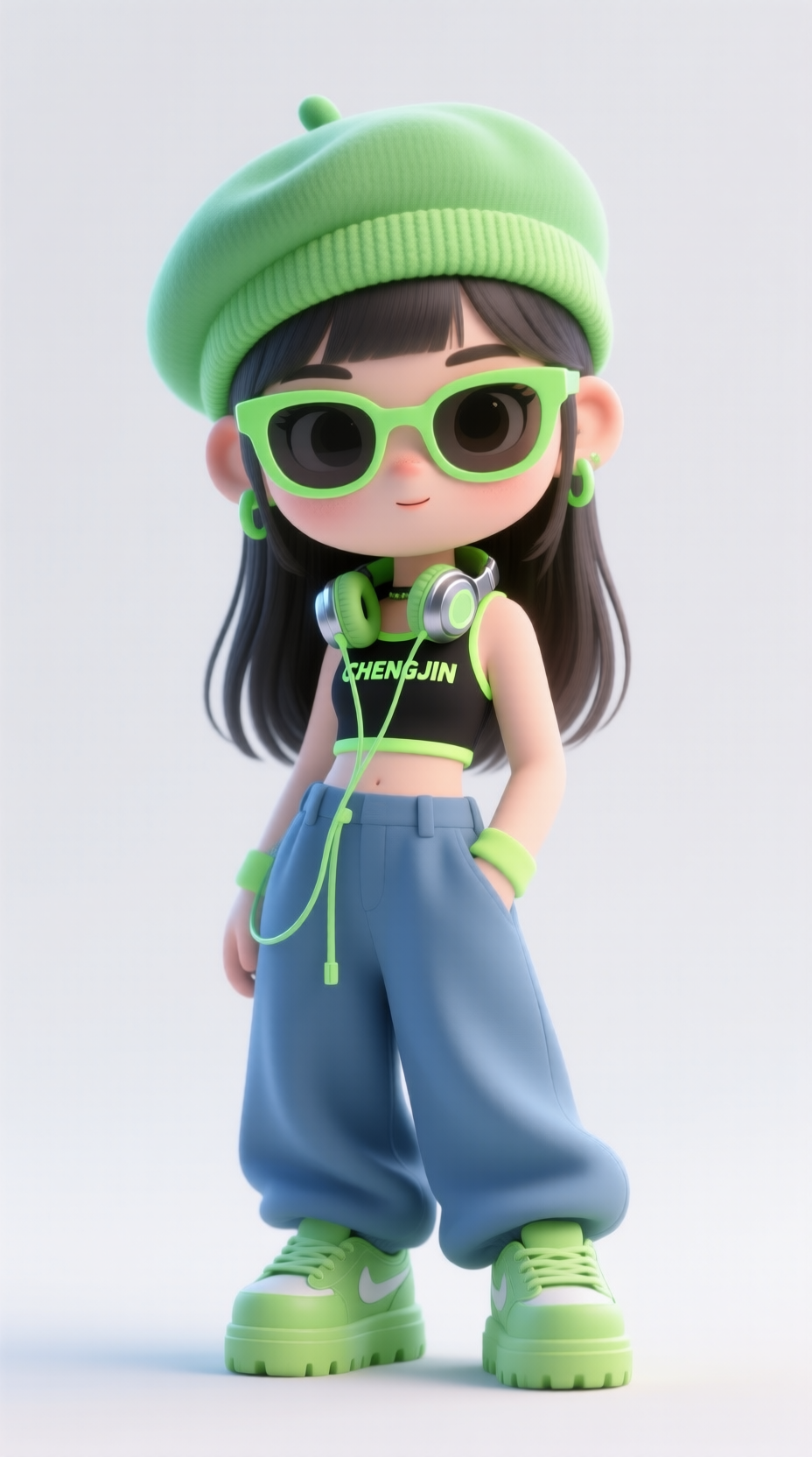 潮流街头风3D卡通少女形象