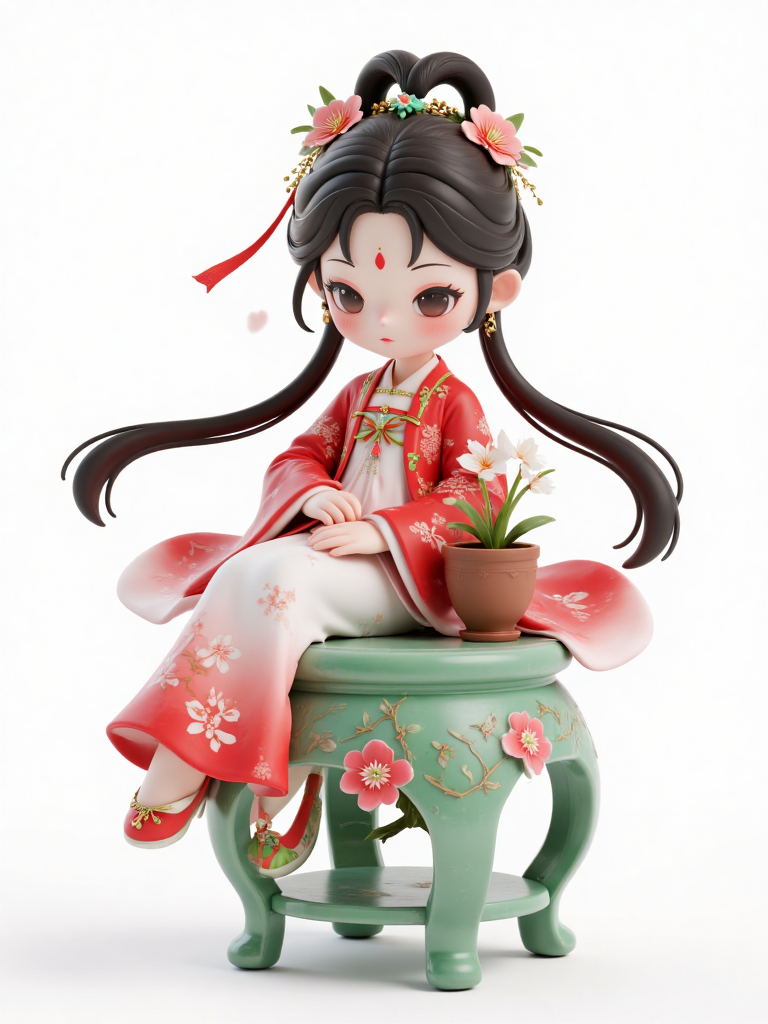 卡通IP动漫3D形象丨国风美女盲盒手办潮玩摆件陶瓷电子商务