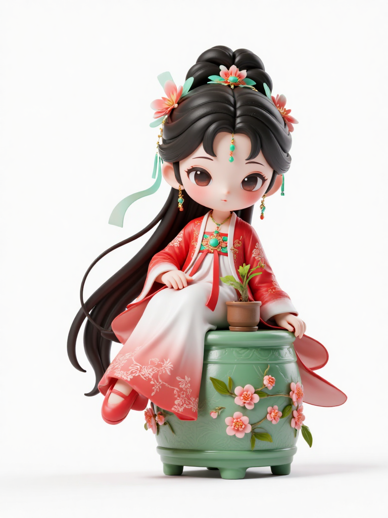 卡通IP动漫3D形象丨国风美女盲盒手办潮玩摆件陶瓷电子商务