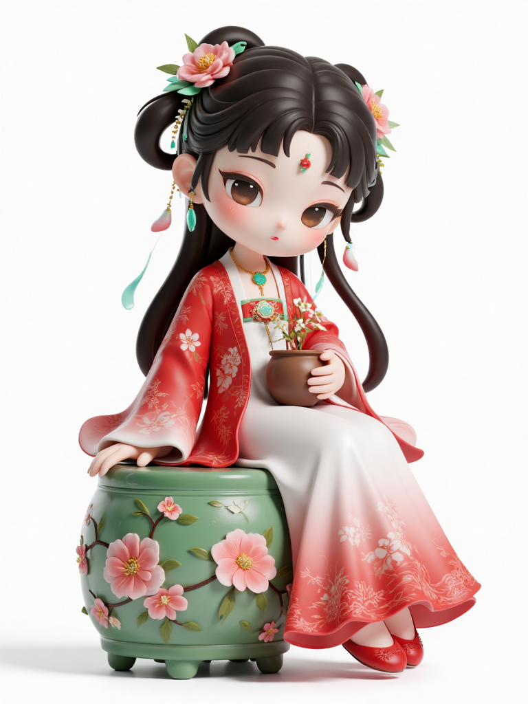 卡通IP动漫3D形象丨国风美女盲盒手办潮玩摆件陶瓷电子商务