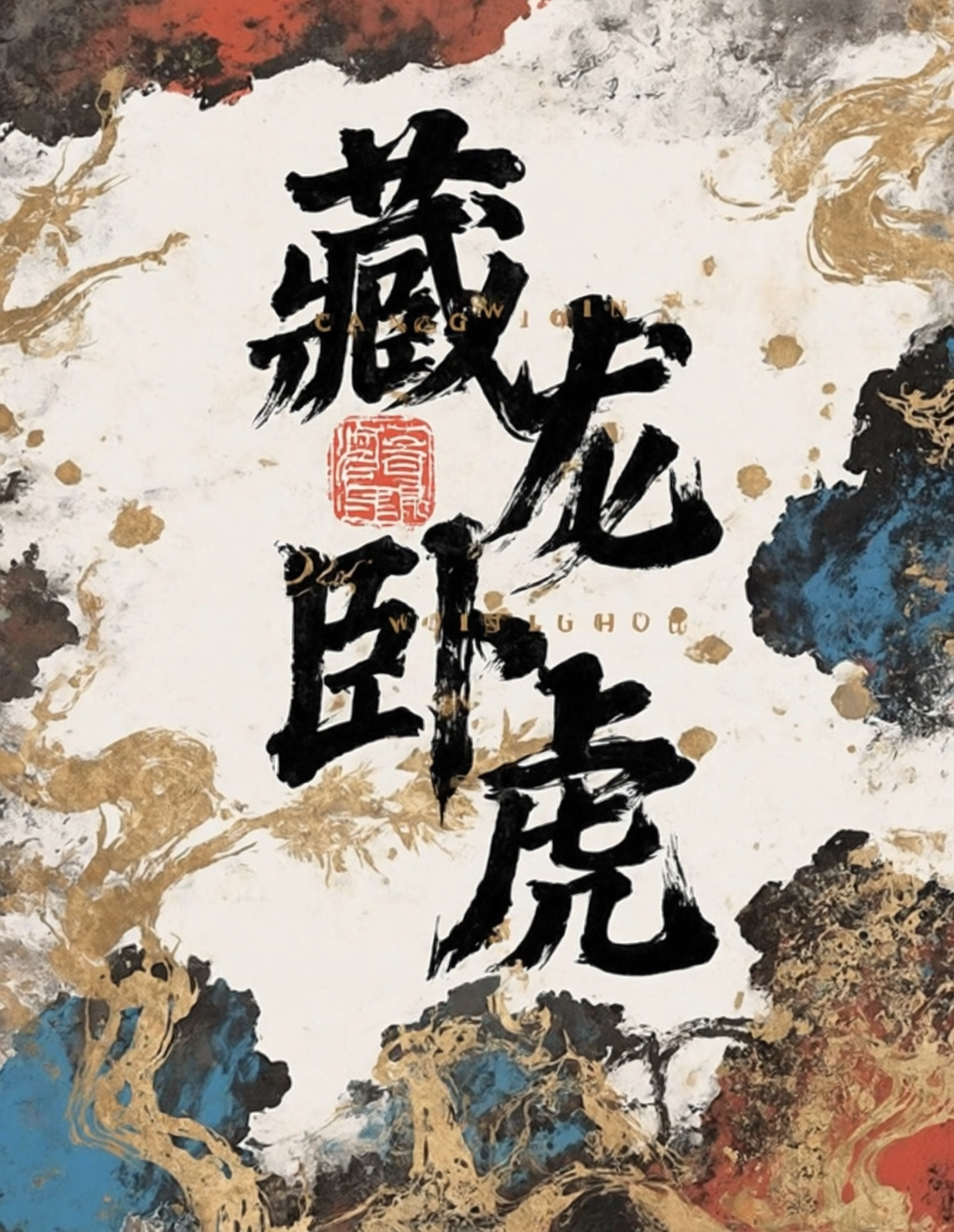 藏龙卧虎书法国风艺术海报