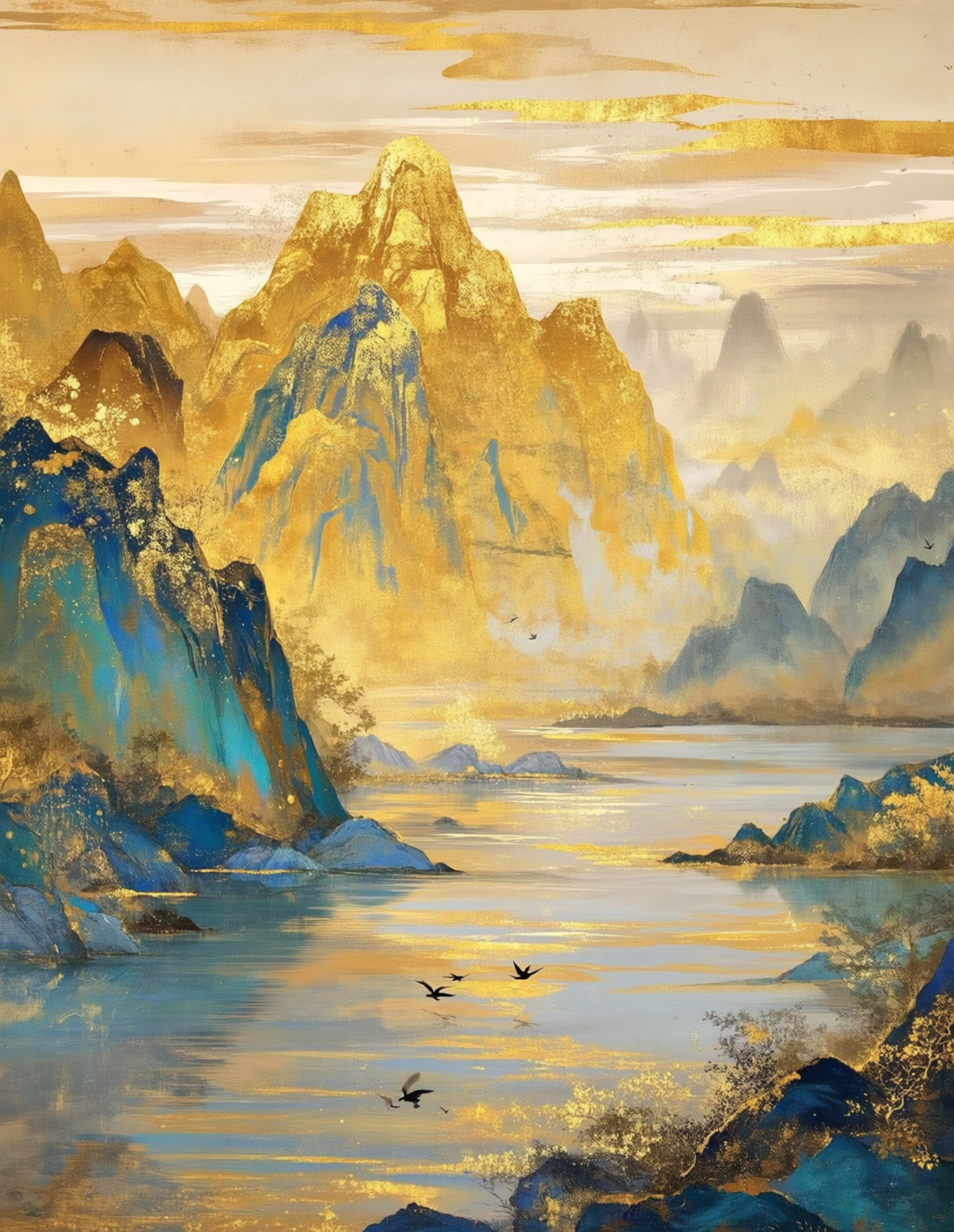 金色云海中的青金山水