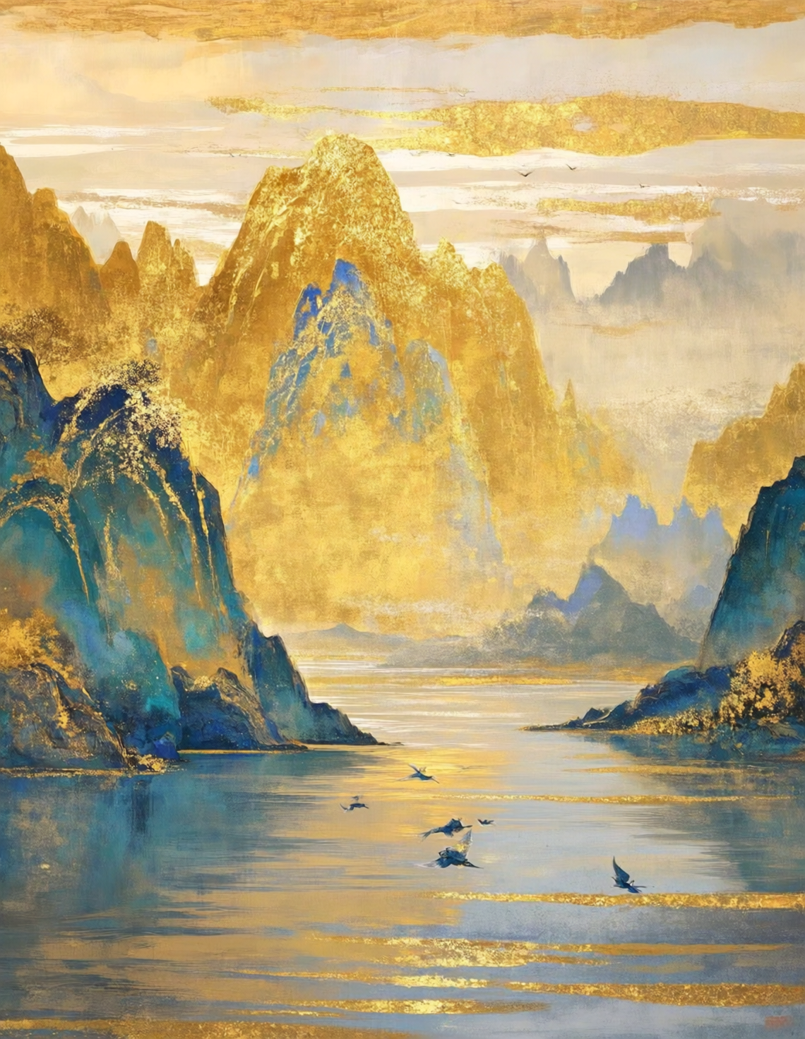 金色云海中的青金山水