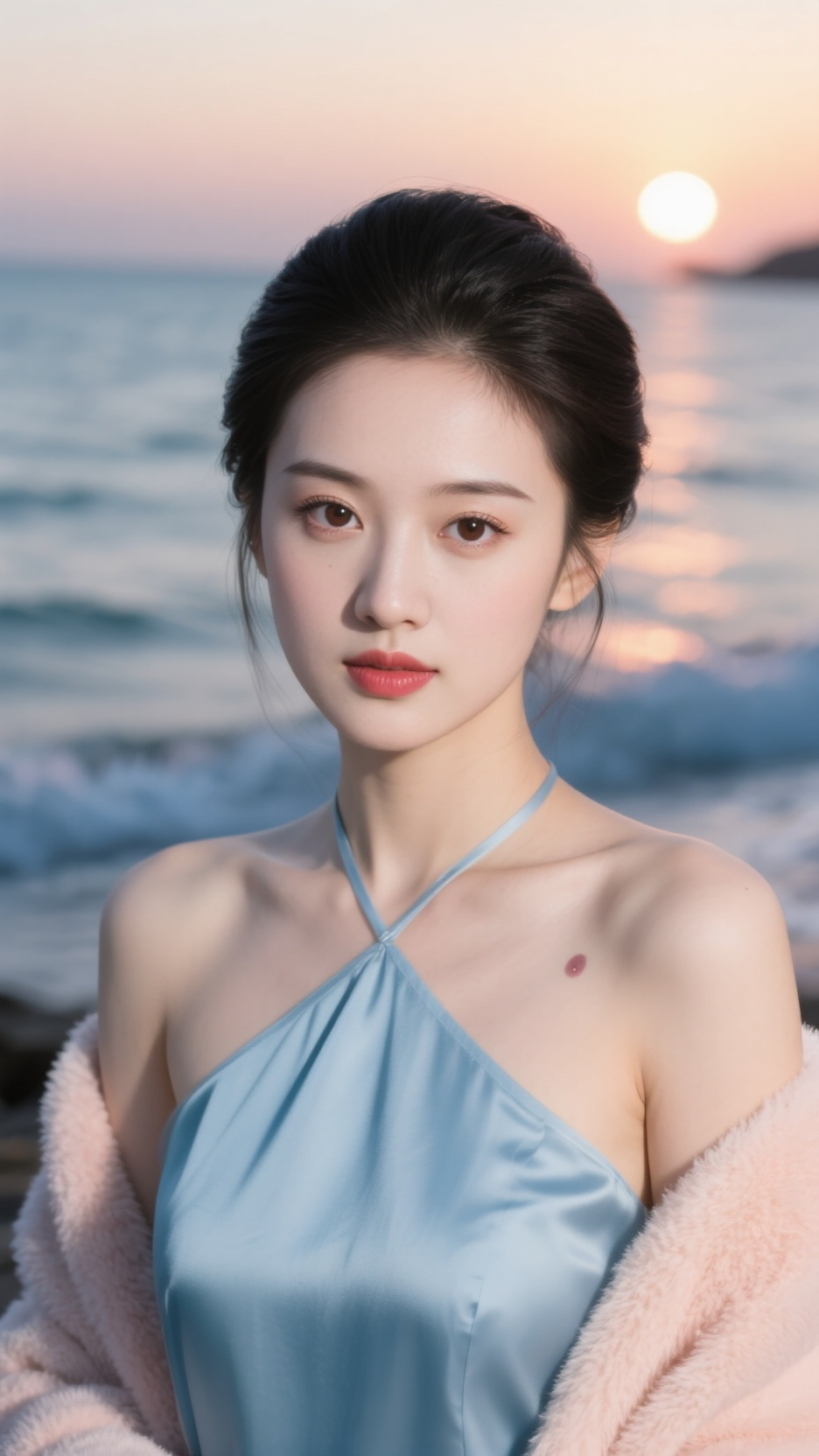 海边日落下的柔美人像写真