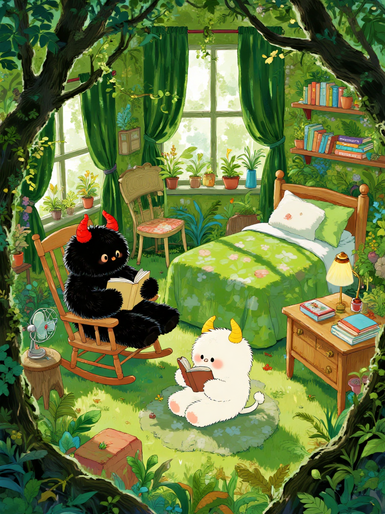 森林系小怪物的温馨阅读小屋