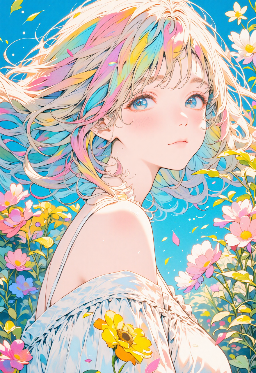 春日花海中的梦幻动漫少女