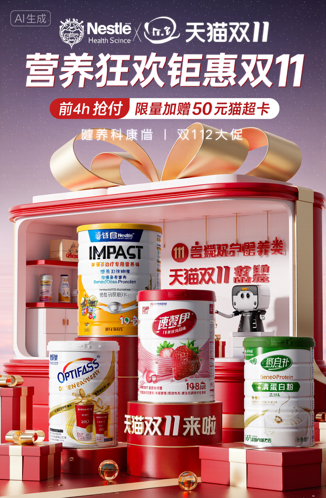 双11营养保健品牌促销海报