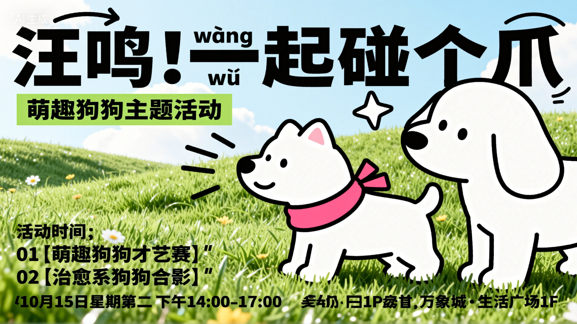 萌趣狗狗主题活动海报