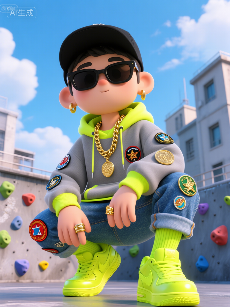 潮流街头风3D卡通少年