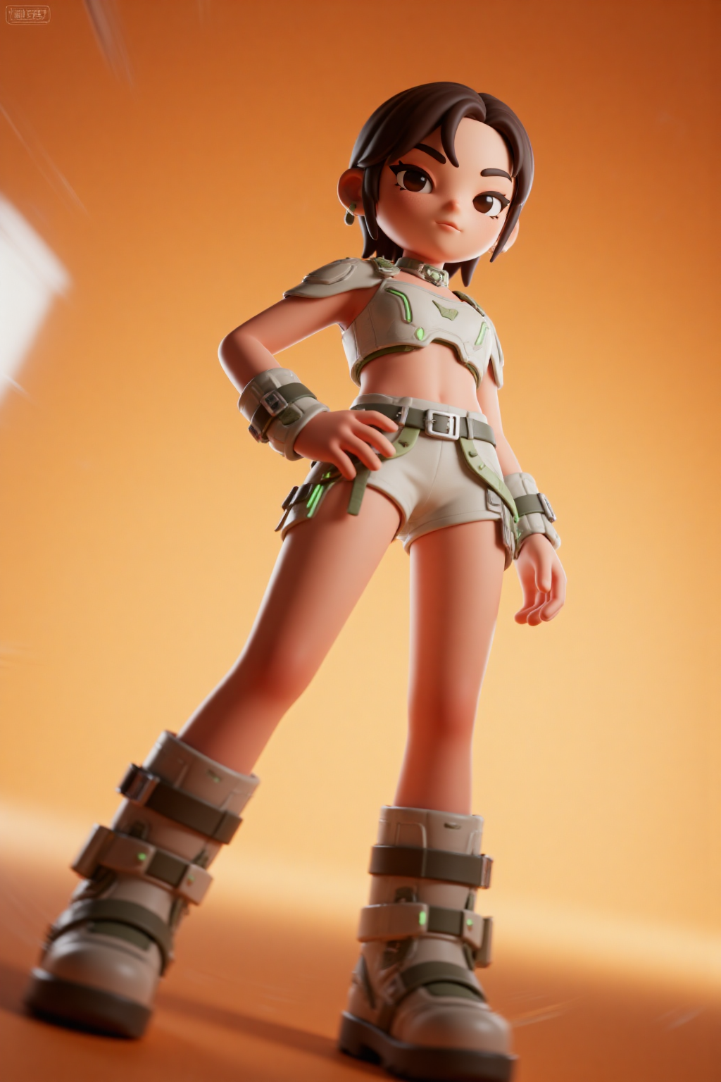 橙色背景下的3D动漫风角色特写
