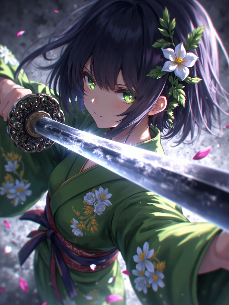 花之刃与绿眸少女