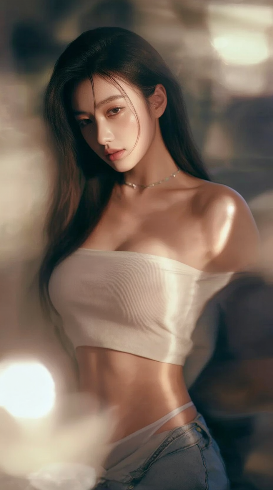 暖调氛围中的时尚人像