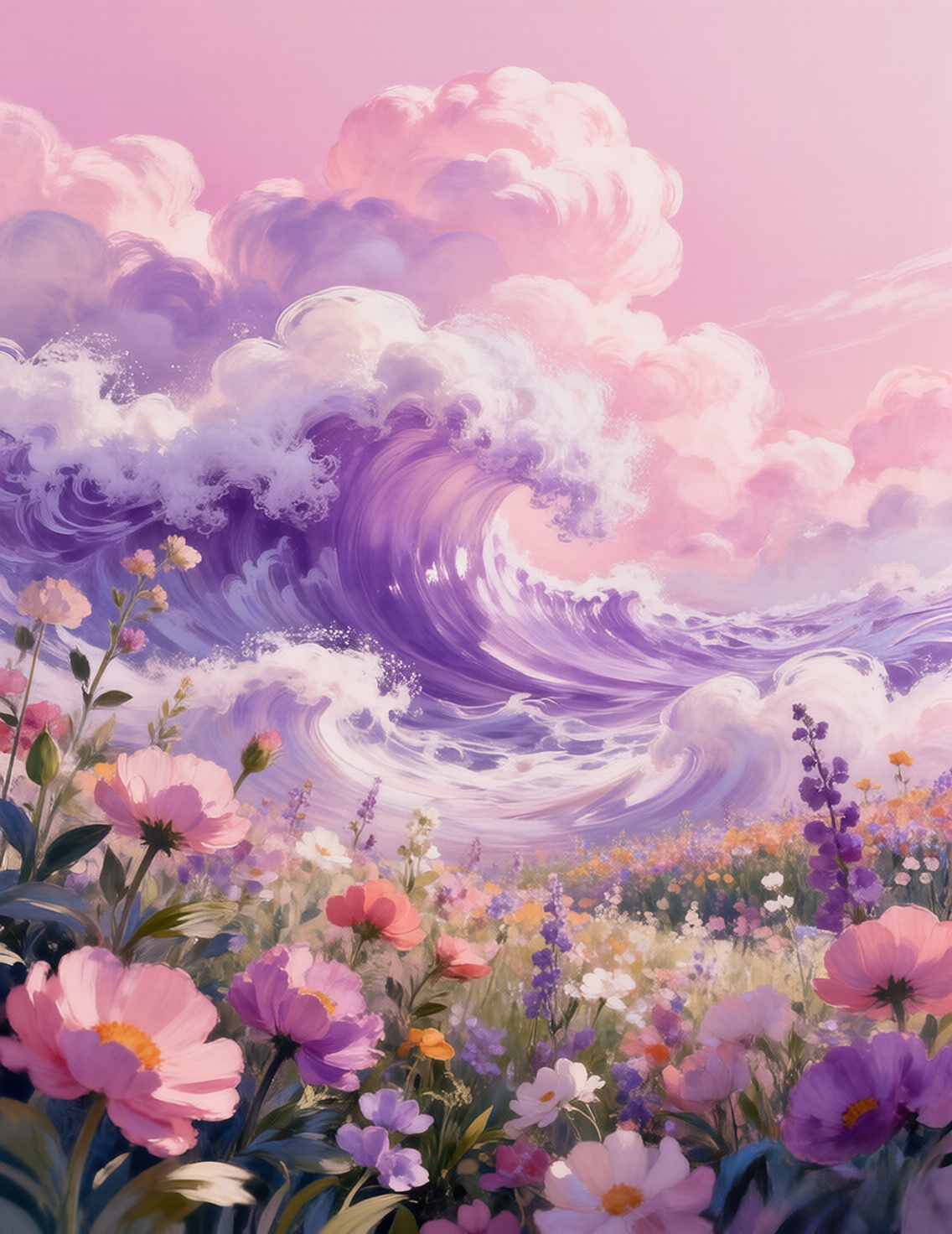 梦幻紫粉云海花田