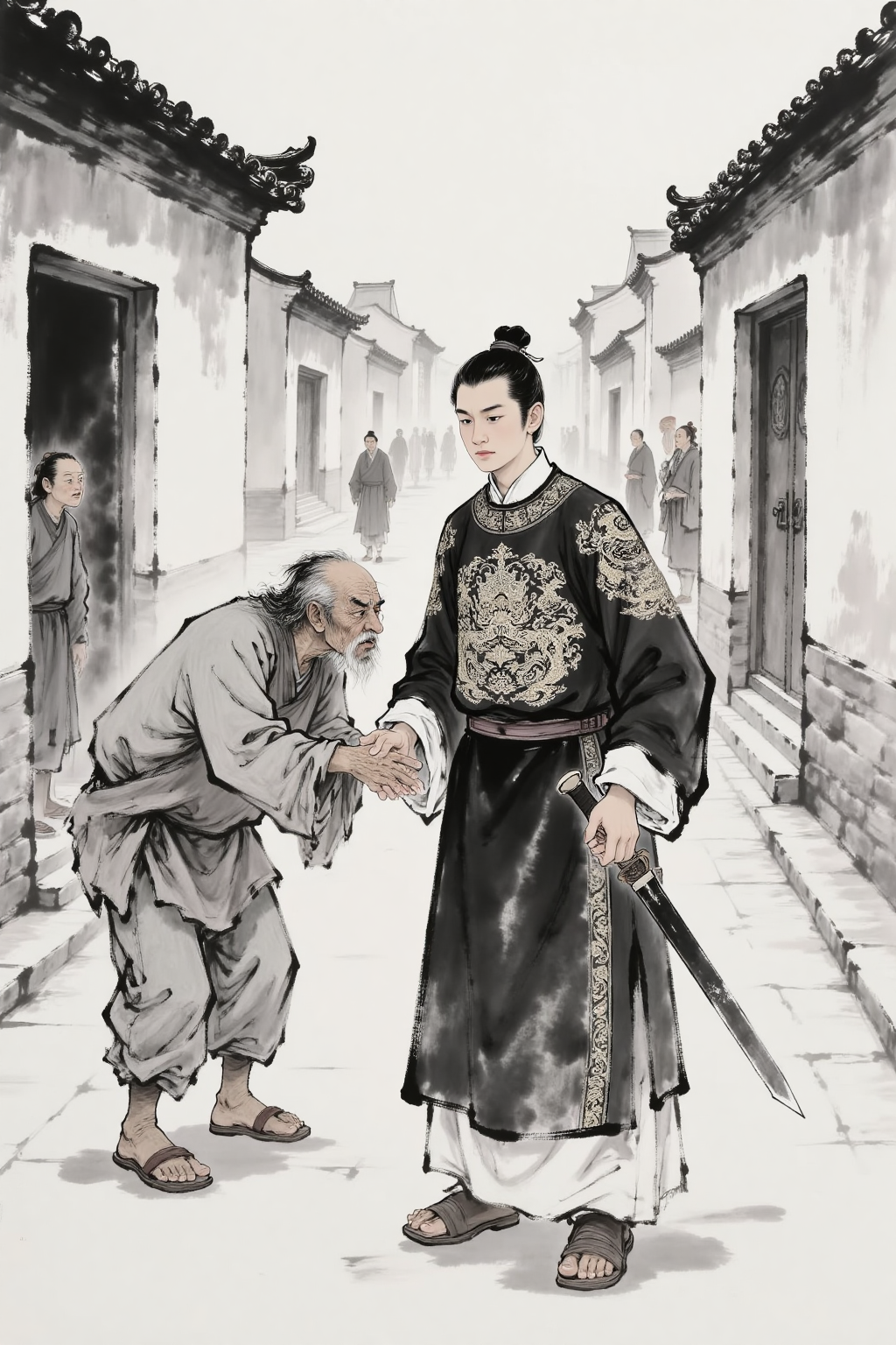 中式水墨小说插图插画封面绘本水彩电商产品电商场景户外摄影渲染模型三视图古风插画IP游戏设计节气插画