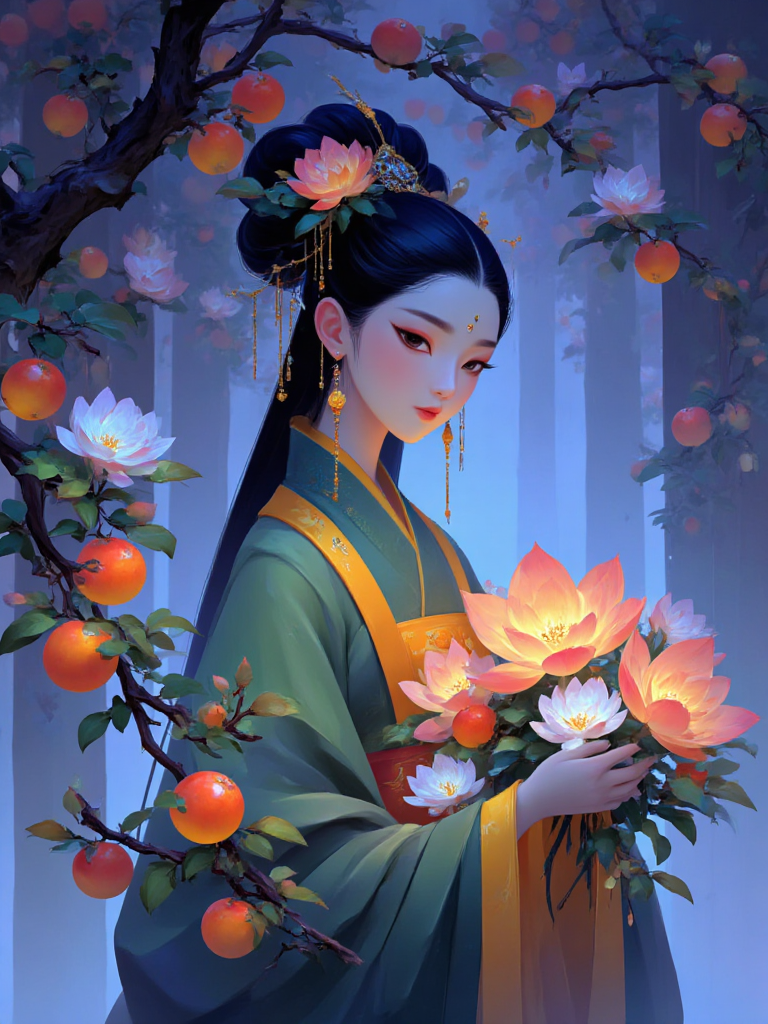古风花果环绕的神秘女子