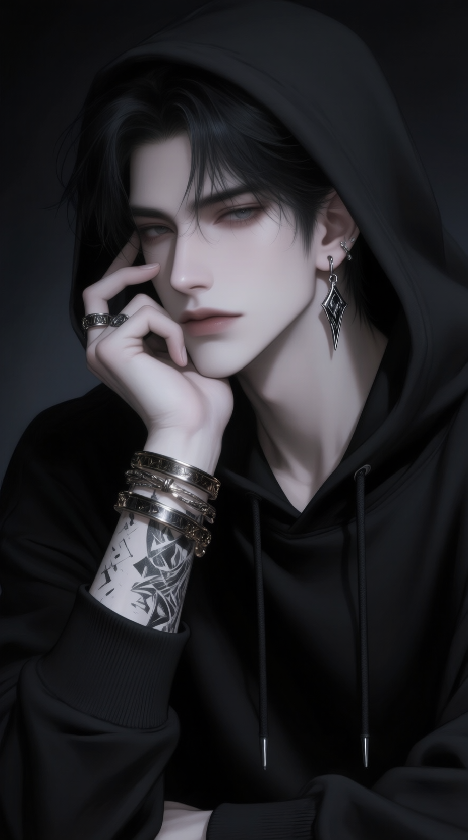 Qwen-image-南音浅浅-暗黑系禁欲男生头像