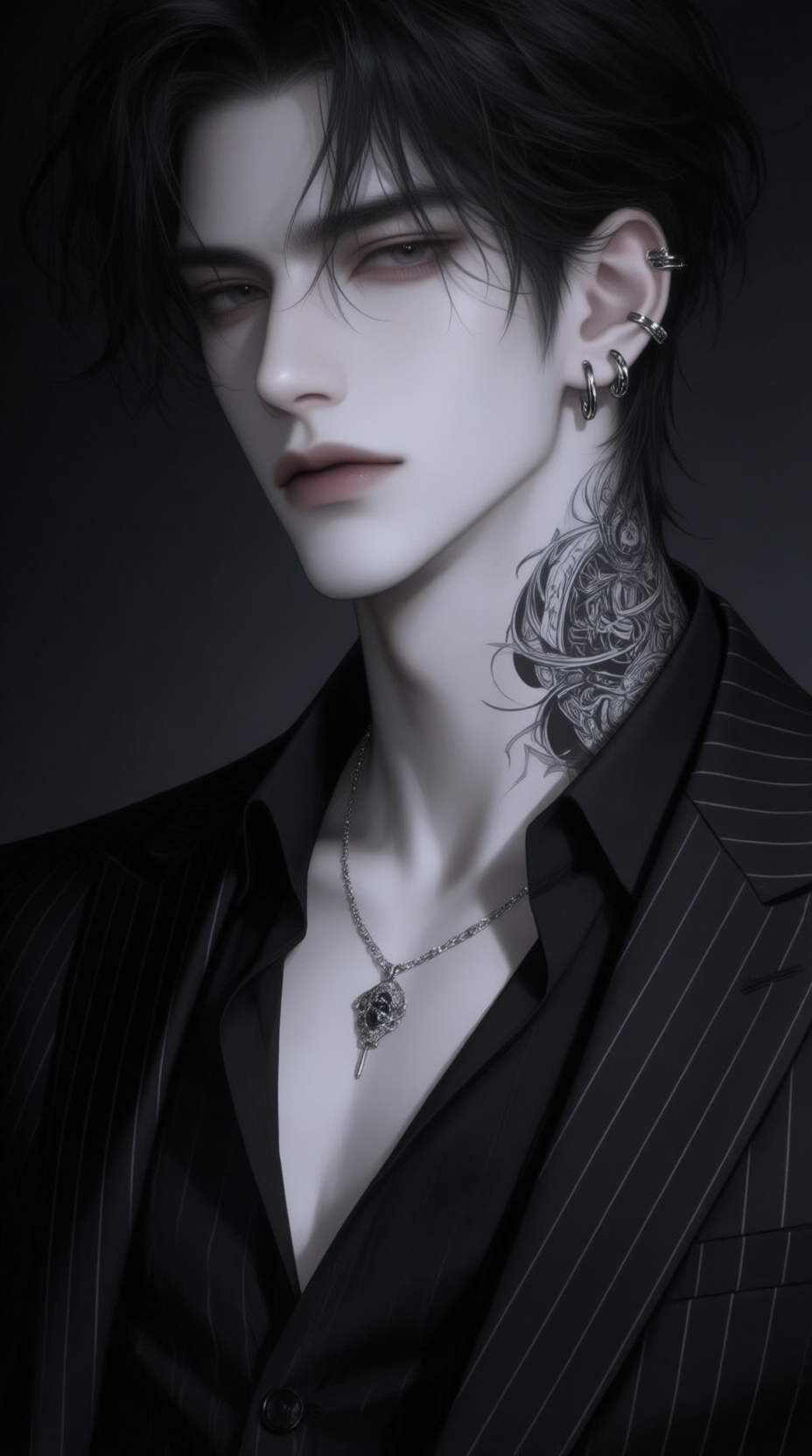 Qwen-image-南音浅浅-暗黑系禁欲男生头像