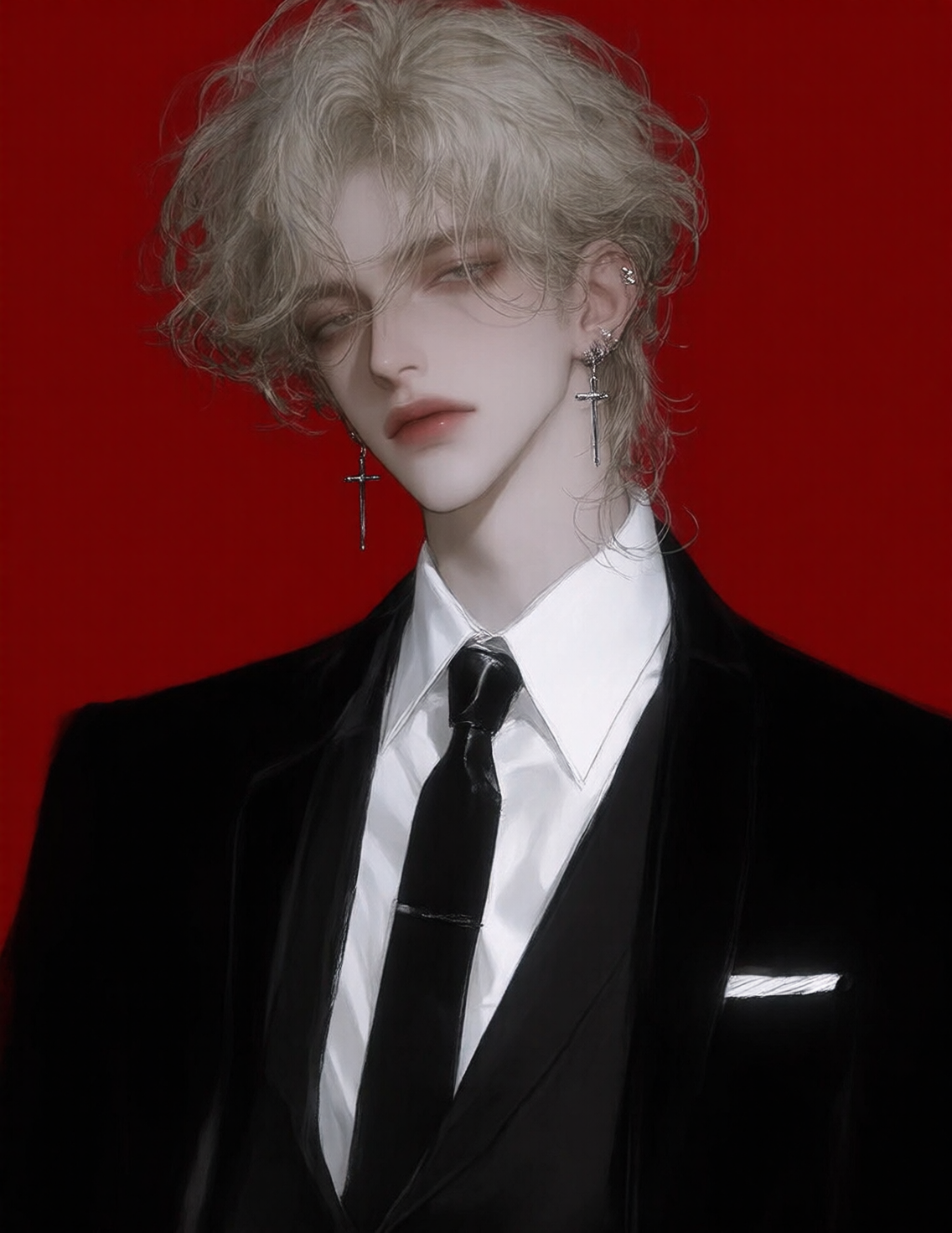 CG厚涂绘画-冷漠银发发男-V2版