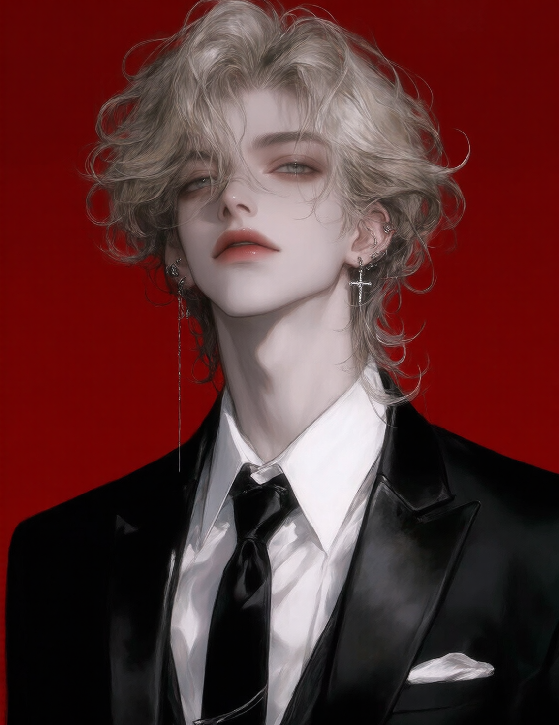 CG厚涂绘画-冷漠银发发男-V2版