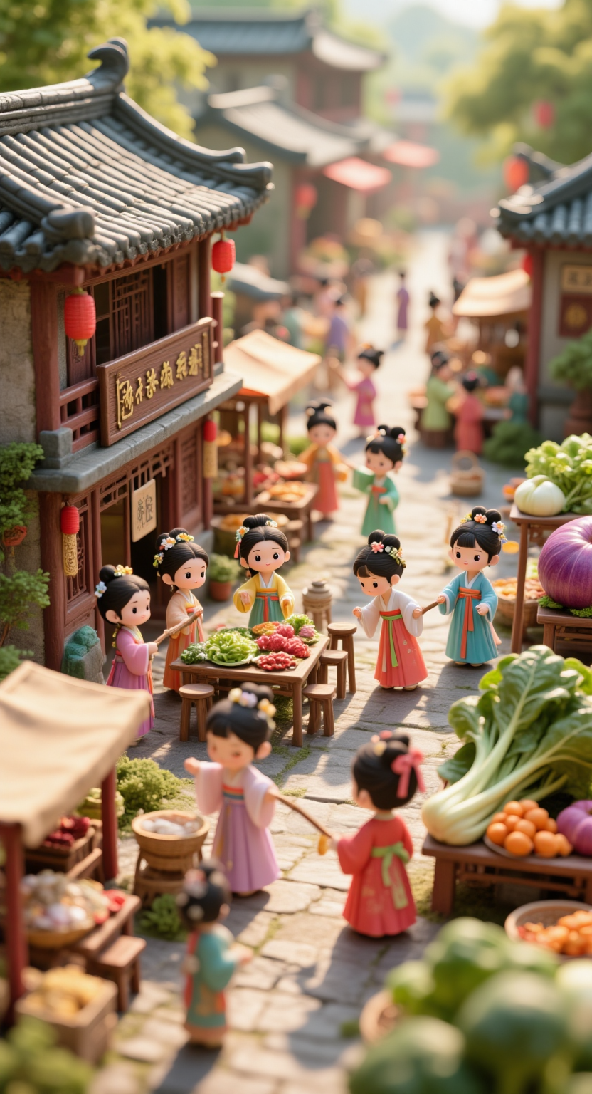 小人国小美女街上买菜