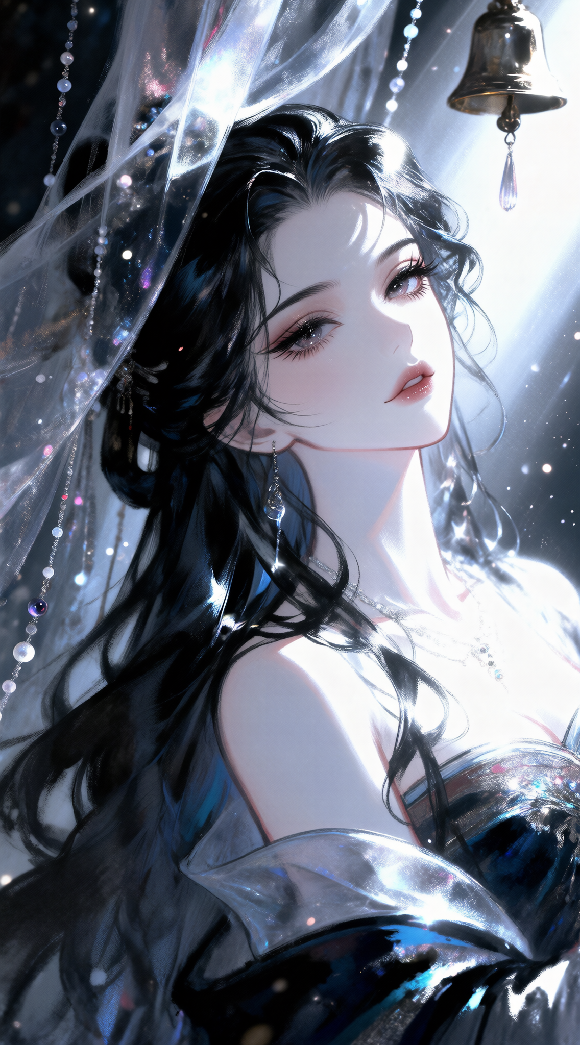 月光下的神秘黑发少女