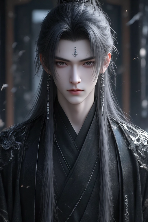 冷峻黑衣古风美男肖像