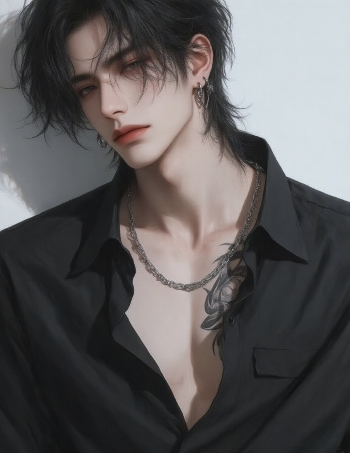 Qwen-image-南音浅浅-暗黑系禁欲男生头像