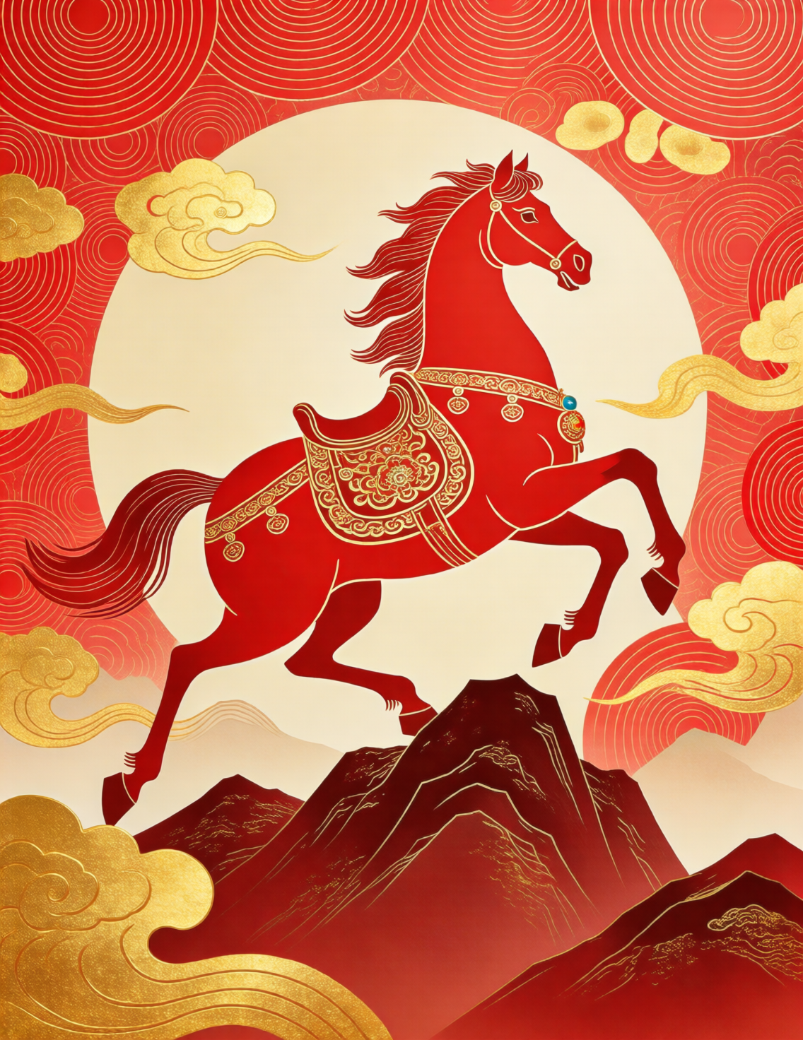 马年海报新年插画