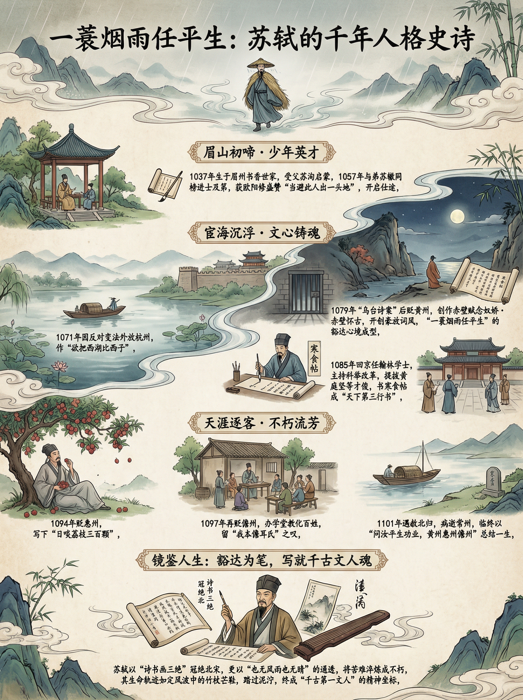 一蓑烟雨任平生：苏轼一生的诗词与风骨长卷