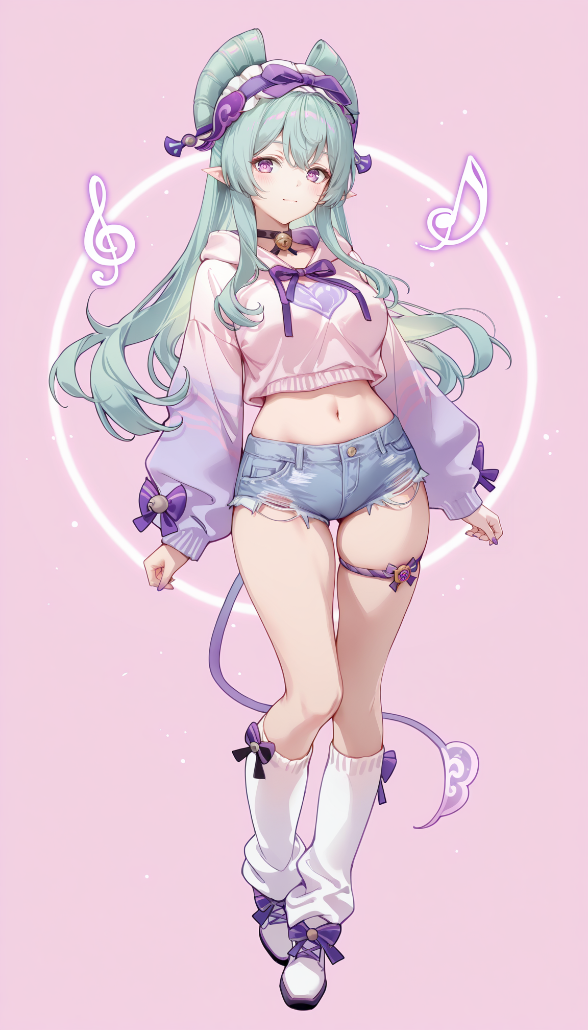 粉色背景下的二次元兽耳少女