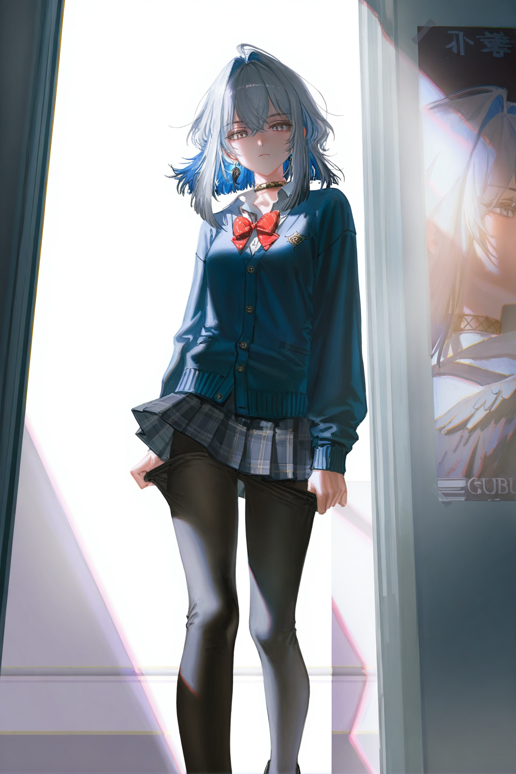 窗边的二次元校服少女