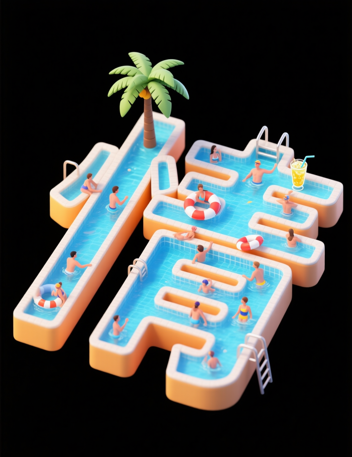创意泳池文字