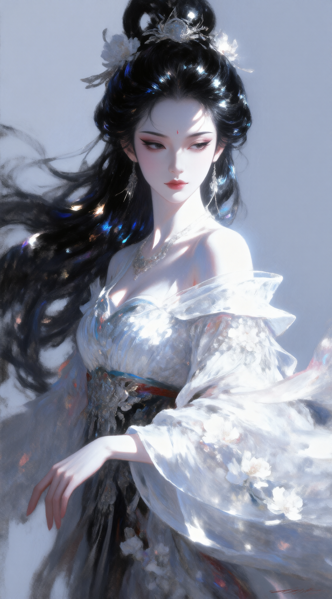 梦幻白衣古风仕女肖像